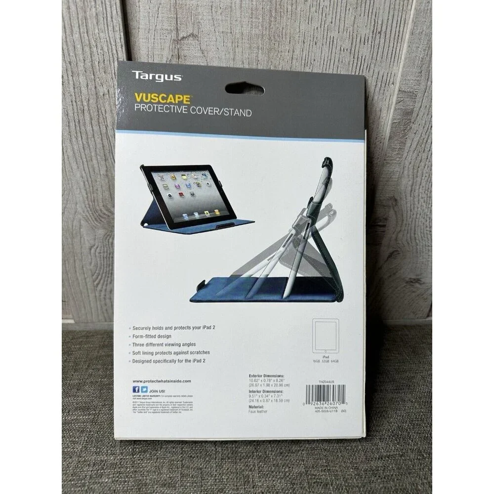 Targus Vuscape Cover Case w/ Stand for Apple Ipad 2 Black Faux Leather THZ044US